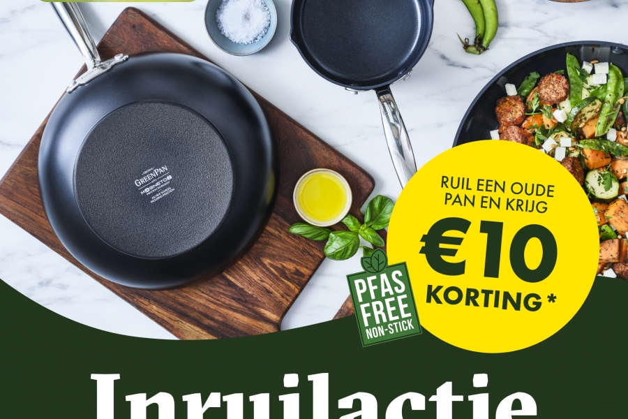 Kook jij al PFAS-vrij? Ruil een oude pan in en krijg 10€ korting op GreenPan!